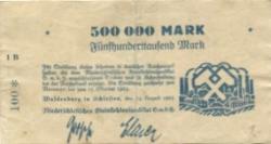 Waldenburg (heute: PL-Walbrzych) - Niederschlesisches Steinkohlensyndikat GmbH - 14.8.1923 - 15.10.1923 - 500000 Mark