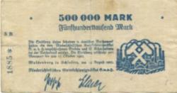 Waldenburg (heute: PL-Walbrzych) - Niederschlesisches Steinkohlensyndikat GmbH - 14.8.1923 - 15.10.1923 - 500000 Mark
