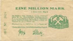 Waldenburg (heute: PL-Walbrzych) - Niederschlesisches Steinkohlensyndikat GmbH - 14.8.1923 - 15.10.1923 - 1 Million Mark