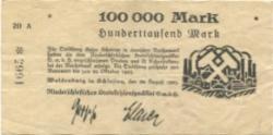Waldenburg (heute: PL-Walbrzych) - Niederschlesisches Steinkohlensyndikat GmbH - 20.8.1923 - 20.10.1923 - 100000 Mark