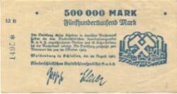 Waldenburg (heute: PL-Walbrzych) - Niederschlesisches Steinkohlensyndikat GmbH - 20.8.1923 - 20.10.1923 - 500000 Mark
