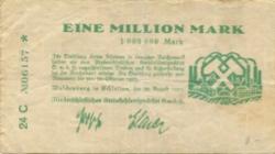Waldenburg (heute: PL-Walbrzych) - Niederschlesisches Steinkohlensyndikat GmbH - 20.8.1923 - 20.10.1923 - 1 Million Mark