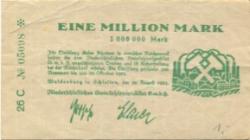 Waldenburg (heute: PL-Walbrzych) - Niederschlesisches Steinkohlensyndikat GmbH - 20.8.1923 - 20.10.1923 - 1 Million Mark