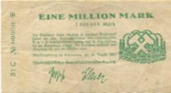 Waldenburg (heute: PL-Walbrzych) - Niederschlesisches Steinkohlensyndikat GmbH - 20.8.1923 - 20.10.1923 - 1 Million Mark
