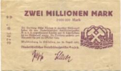 Waldenburg (heute: PL-Walbrzych) - Niederschlesisches Steinkohlensyndikat GmbH - 20.8.1923 - 20.10.1923 - 2 Millionen Mark