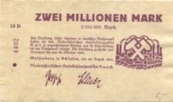 Waldenburg (heute: PL-Walbrzych) - Niederschlesisches Steinkohlensyndikat GmbH - 20.8.1923 - 20.10.1923 - 2 Millionen Mark