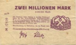 Waldenburg (heute: PL-Walbrzych) - Niederschlesisches Steinkohlensyndikat GmbH - 20.8.1923 - 20.10.1923 - 2 Millionen Mark