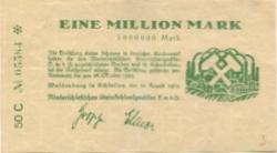 Waldenburg (heute: PL-Walbrzych) - Niederschlesisches Steinkohlensyndikat GmbH - 28.8.1923 - 28.10.1923 - 1 Million Mark