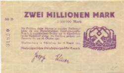 Waldenburg (heute: PL-Walbrzych) - Niederschlesisches Steinkohlensyndikat GmbH - 28.8.1923 - 28.10.1923 - 2 Millionen Mark