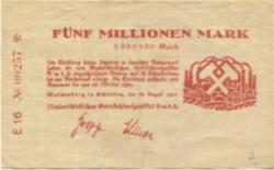 Waldenburg (heute: PL-Walbrzych) - Niederschlesisches Steinkohlensyndikat GmbH - 28.8.1923 - 28.10.1923 - 5 Millionen Mark
