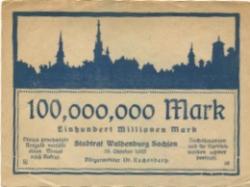 Waldenburg - Stadt - 10.10.1923 - 100 Millionen Mark