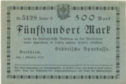 Waldheim - Städtische Sparkasse - 1.10.1922 - 500 Mark 