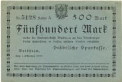 Waldheim - Städtische Sparkasse - 1.10.1922 - 500 Mark