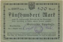 Waldheim - Städtische Sparkasse - 1.10.1922 - 500 Mark 