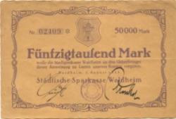 Waldheim - Städtische Sparkasse - 1.8.1923 - 50000 Mark