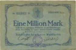 Waldheim - Städtische Sparkasse - 1.8.1923 - 1 Million Mark