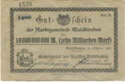 Waldkirchen - Marktgemeinde - 25.10.1923 - 10 Milliarden Mark