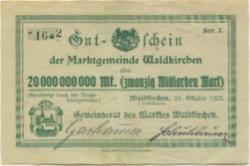 Waldkirchen - Marktgemeinde - 25.10.1923 - 20 Milliarden Mark