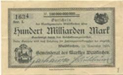 Waldkirchen - Marktgemeinde - 12.11.1923 - 100 Milliarden Mark