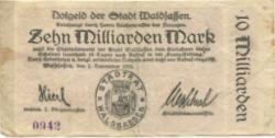 Waldsassen - Stadt - 1.11.1923 - 10 Milliarden Mark 