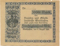 Waldsassen - Bezirks- und Stadtsparkasse - 8.8.1923 - 50000 Mark