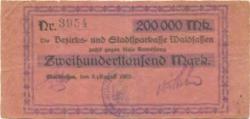 Waldsassen - Bezirks- und Stadtsparkasse - 8.8.1923 - 200000 Mark
