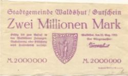 Waldshut - Stadt - 23.8.1923 - 2 Millionen Mark