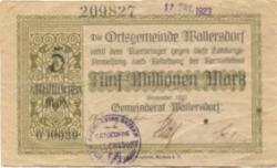 Wallersdorf- Gemeinde - September 1923 - 5 Millionen Mark