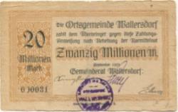 Wallersdorf- Gemeinde - September 1923 - 20 Millionen Mark