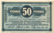 Walsrode und Fallingbostel - Sparkasse des Kreises Fallingbostel, Sparkasse Fallingbostel, Spar- und Darlehnsverein Walsrode eGmbH - 1.7.1920 - 50 Pfennig