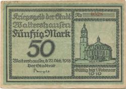 Waltershausen - Stadt - 22.10.1918 - 1.2.1919 - 50 Mark