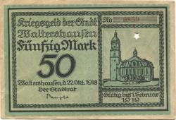 Waltershausen - Stadt - 22.10.1918 - 1.2.1919 - 50 Mark