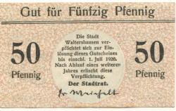 Waltershausen - Stadt - - 1.7.1920 - 50 Pfennig
