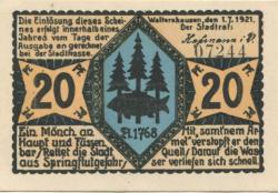 Waltershausen - Stadt - 1.7.1921 - 20 Pfennig