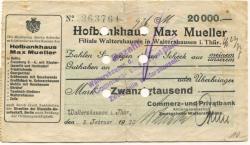 Waltershausen - Commerz- und Privat-Bank AG, Zweigstelle Waltershausen - 8.2.1923 - 20000 Mark