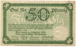 Wandsbek (heute: Hamburg) - Stadt - 1.10.1918 - 50 Pfennig