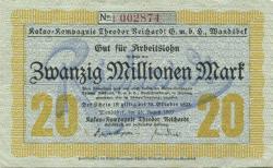 Wandsbek (heute: Hamburg) - Reichardt, Theodor, Kakao-Kompagnie GmbH - 25.8.1923 - 30.10.1923 - 20 Millionen Mark