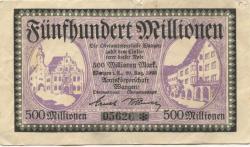 Wangen - Amtskörperschaft - 20.8.1923 - 500 Millionen Mark