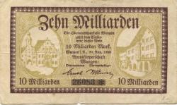 Wangen - Amtskörperschaft - 20.8.1923 - 10 Milliarden Mark