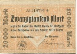 Wanne - Amt - 21.8.1923 - 20000 Mark