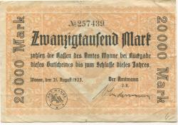 Wanne - Amt - 21.8.1923 - 20000 Mark