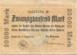 Wanne - Amt - 21.8.1923 - 20000 Mark