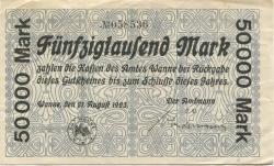 Wanne - Amt - 21.8.1923 - 50000 Mark