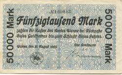 Wanne - Amt - 21.8.1923 - 50000 Mark