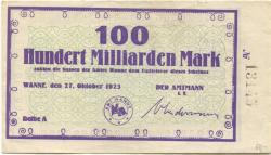 Wanne - Amt - 27.10.1923 - 100 Milliarden Mark