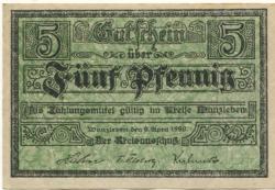 Wanzleben - Kreis - 9.4.1920 - 5 Pfennig