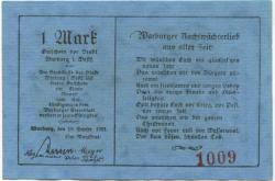 Warburg - Stadt - 19.9.1921 - 1 Mark