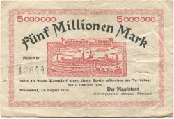 Warendorf - Stadt - 23.8.1923 - 1.10.1923 - 5 Millionen Mark 