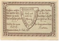 Weddersleben (heute: Thale) - Gemeinde - 1.7.1921 - 75 Pfennig