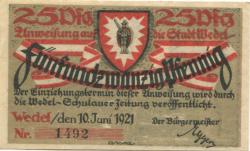 Wedel - Stadt - 10.6.1921 - 25 Pfennig 